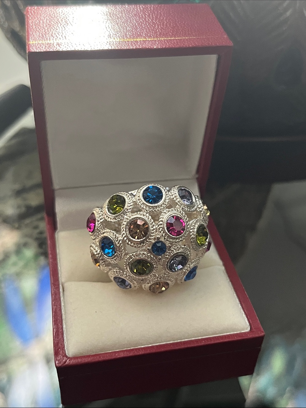 Multicolored Crystal Dome Cocktail Ring - Women's Jewelry